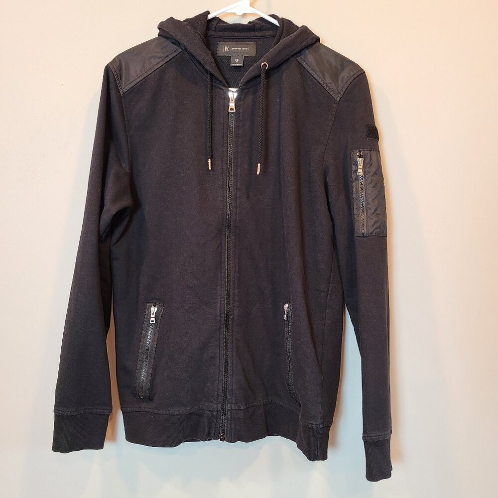 INC International Concepts Hoodie Sweatshirt Womens Small Black Moto